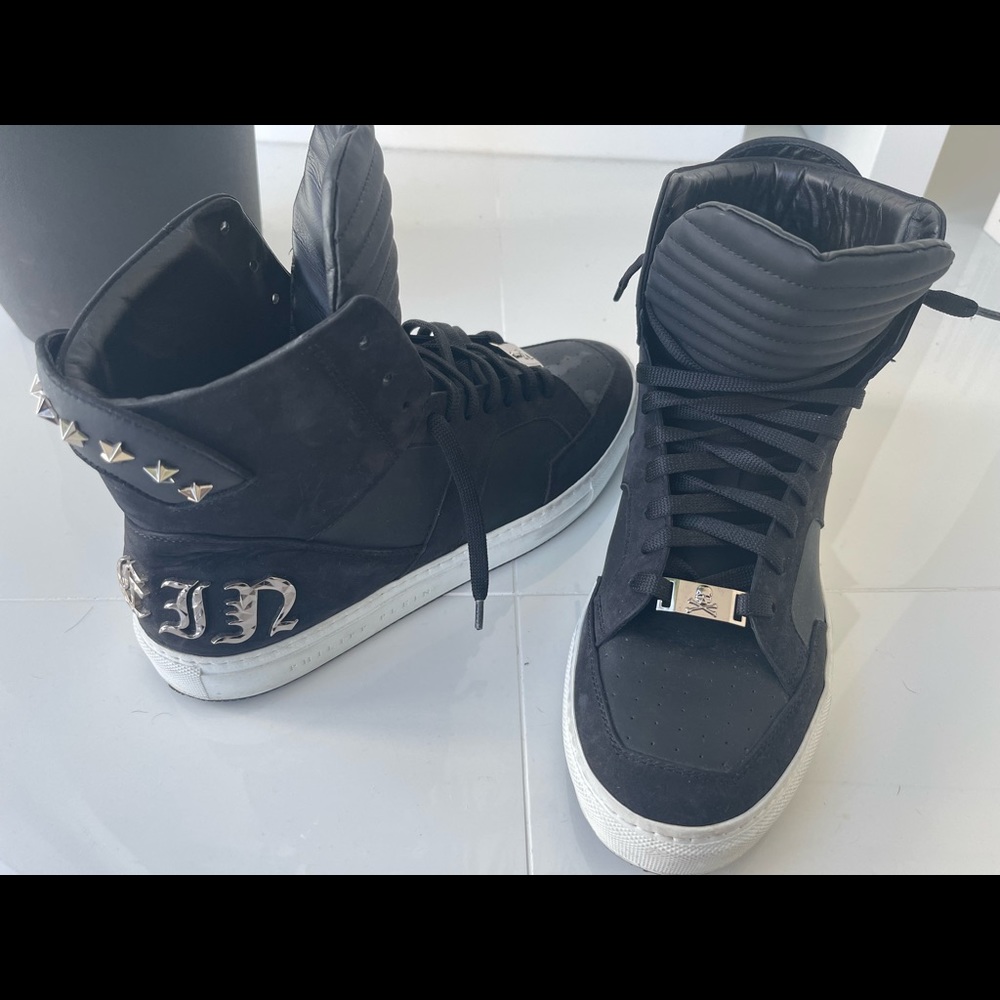 Philipp Plein Black Studded High Top Sneakers Size 42 Mens